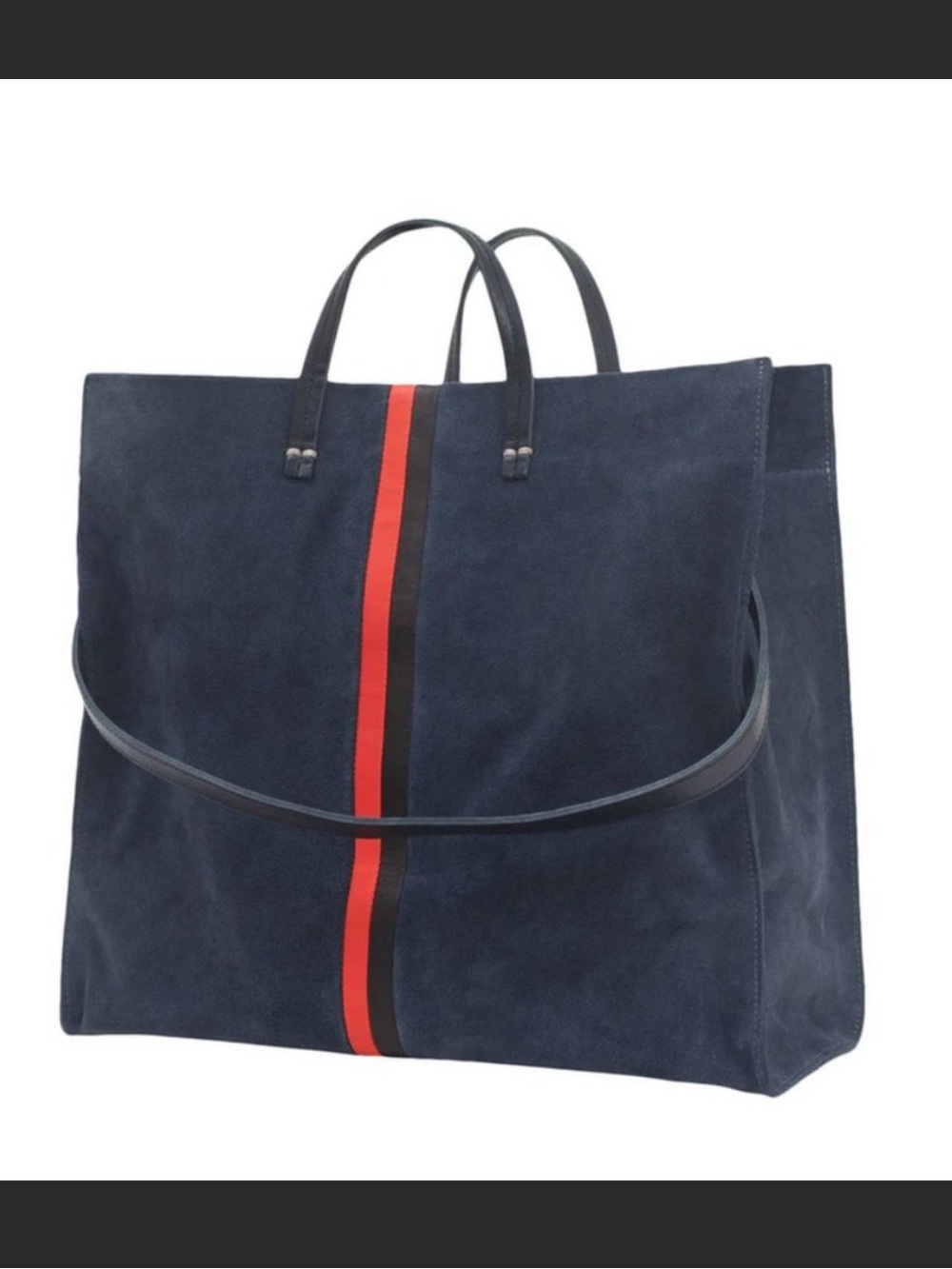 Clare V. Simple Tote in Marine Suede with Stripes - Picture 8 of 8